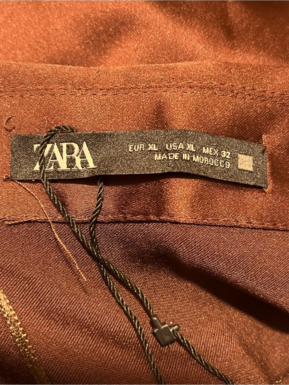 NWT Zara Satin Wrap Midi Dress in Chocolate Brown - Picture 10 of 12